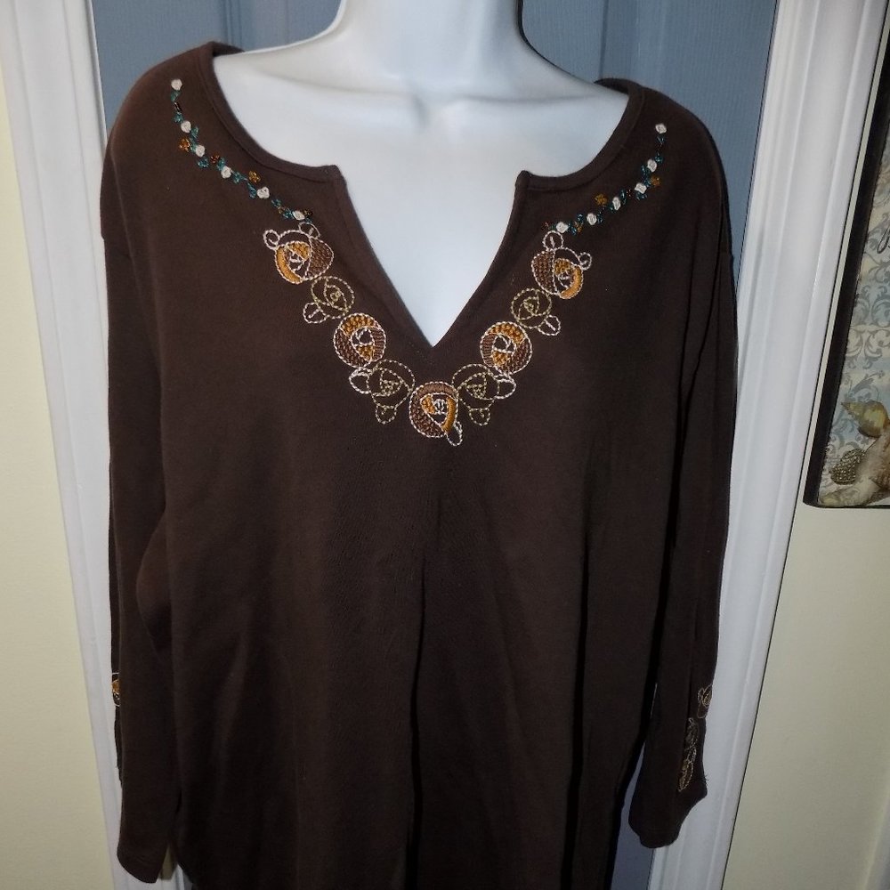 Classic Elements Brown 3/4 Sleeve Shirt 16W/18W